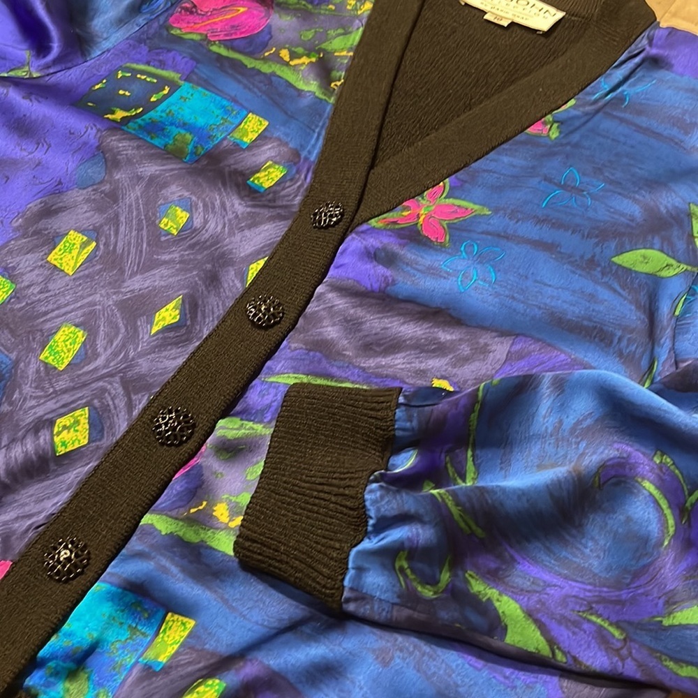 St John Vintage Black Blue Cardigan 10 - Picture 9 of 9